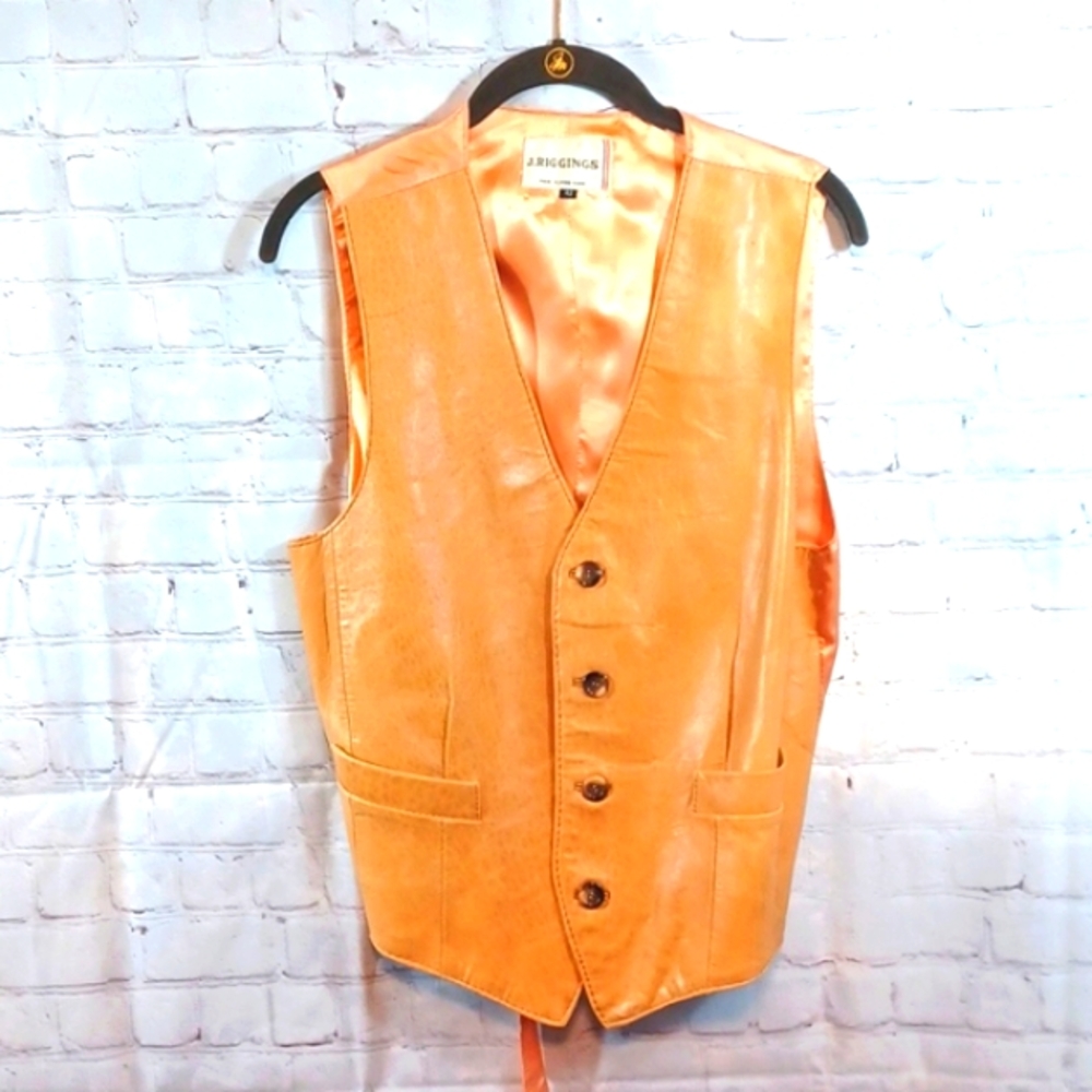 J.Riggins Mens  Vintage Saddle Leather Vest 42 XLarge